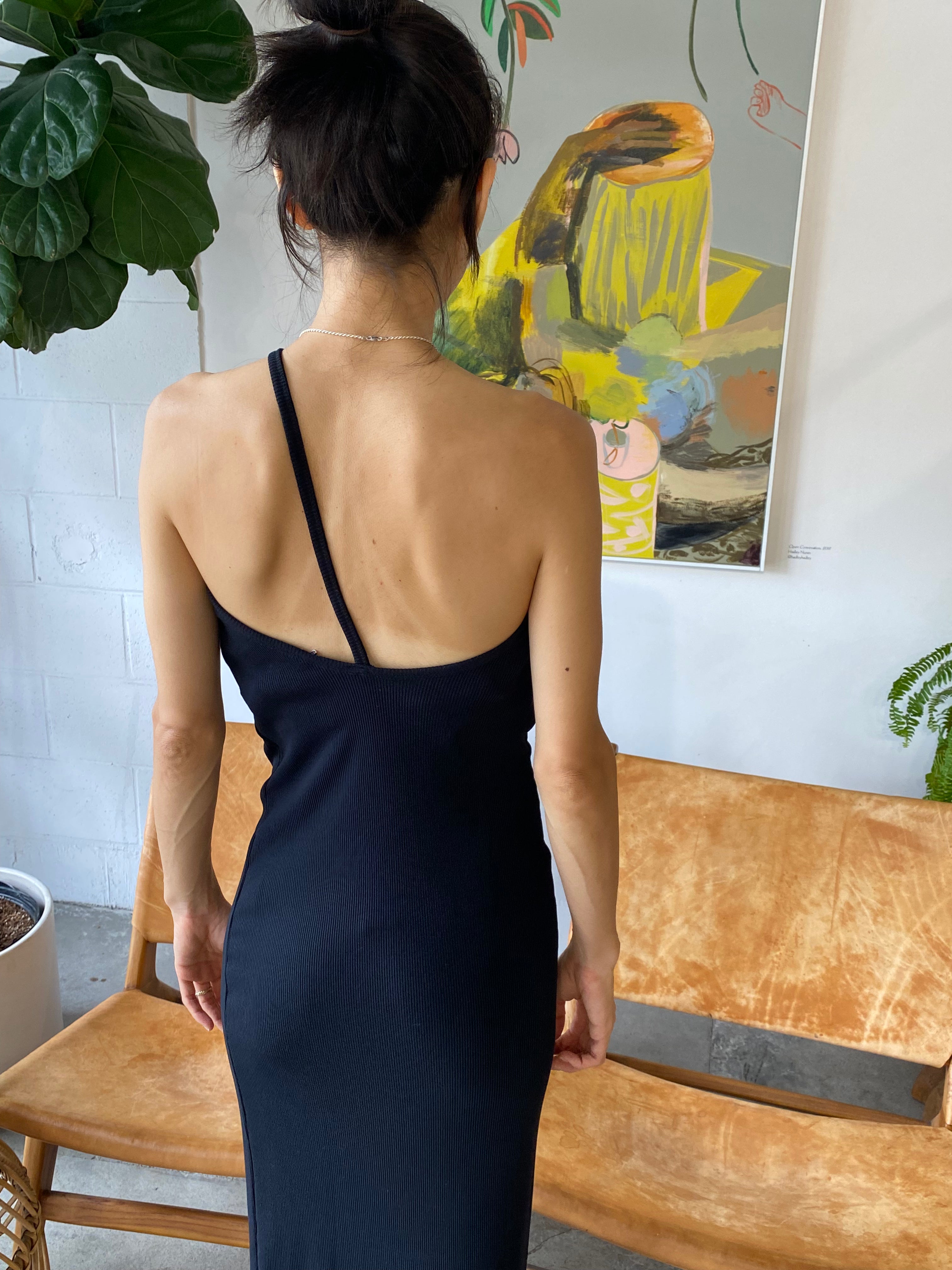Here. - One Shoulder Rib Dress