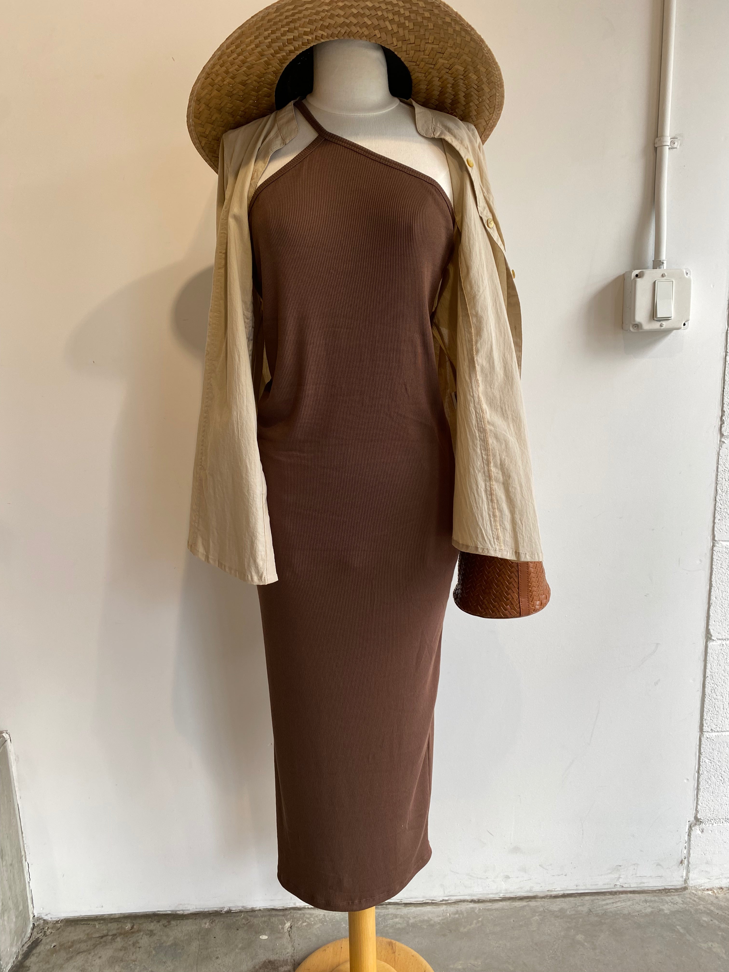 Here. - One Shoulder Rib Dress