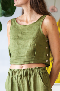 Here. - Linen Crop Top