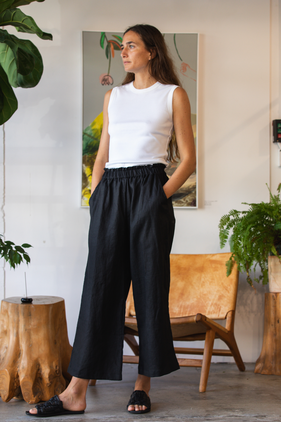 Here. - Linen Wide Pants