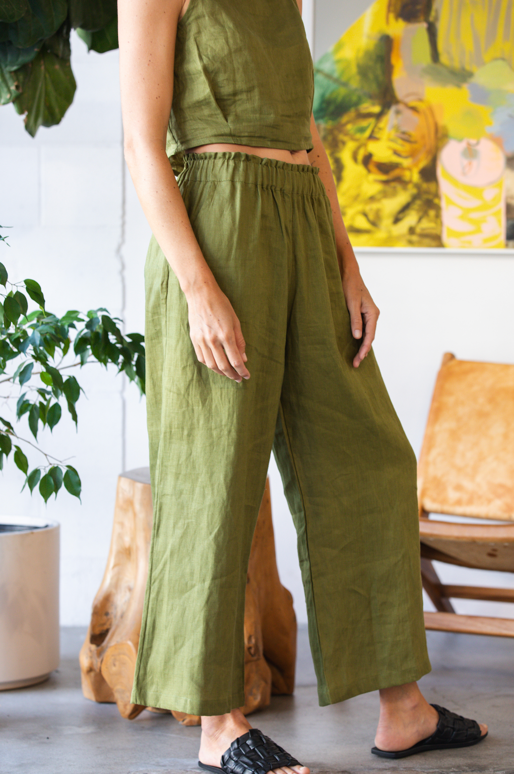 Here. - Linen Wide Pants