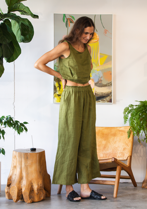 Here. - Linen Wide Pants