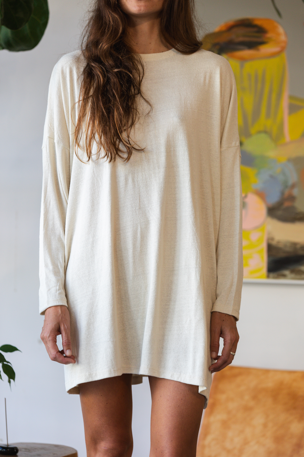 Here. - Raw Silk Oversized Longsleeve Dress