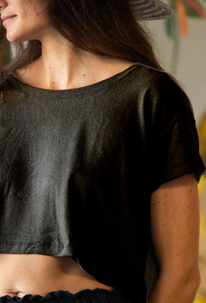 Here. - Raw Silk Crop Tee