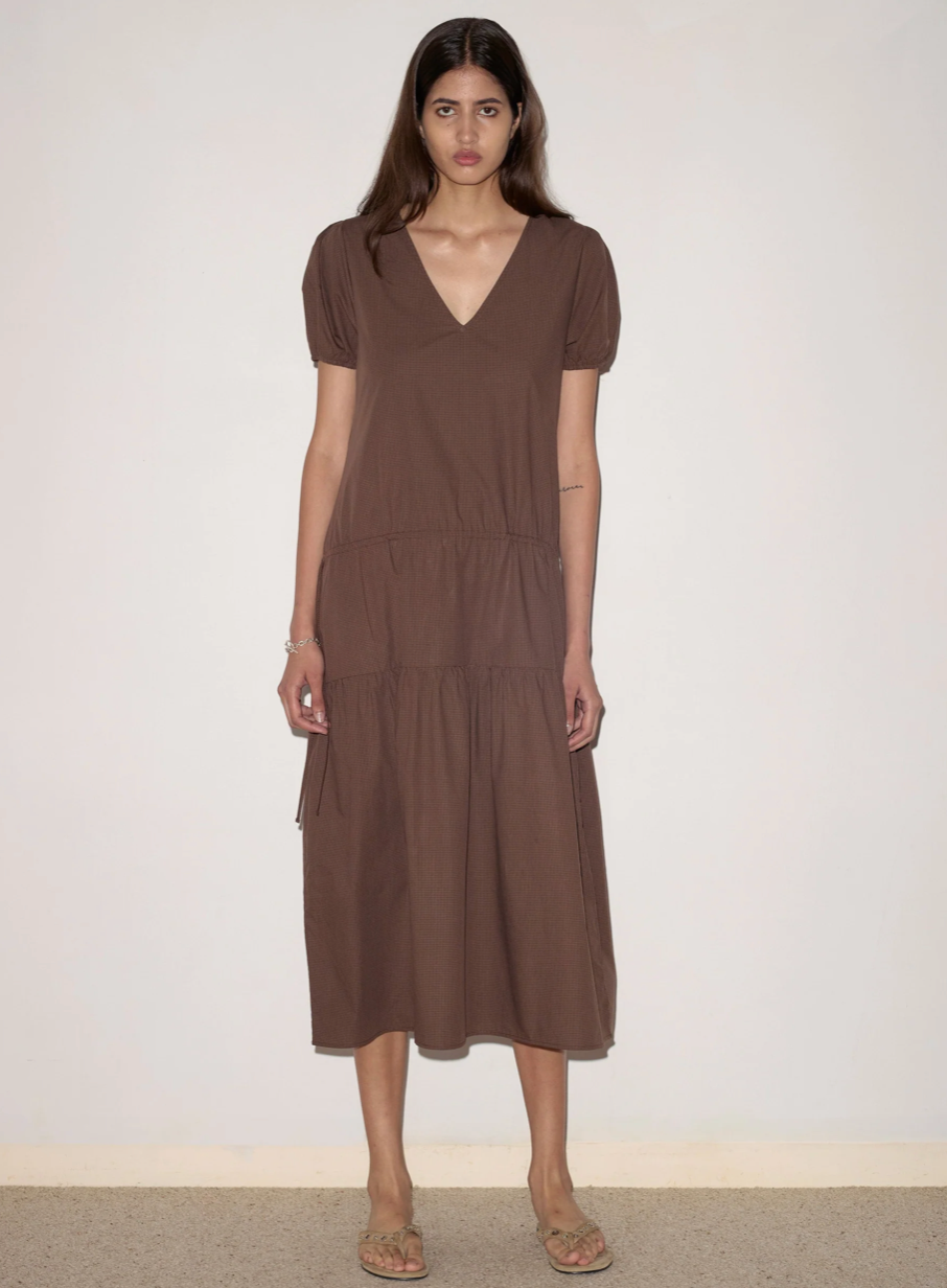 Deiji Studios - Waistcord Dress / Carob Check