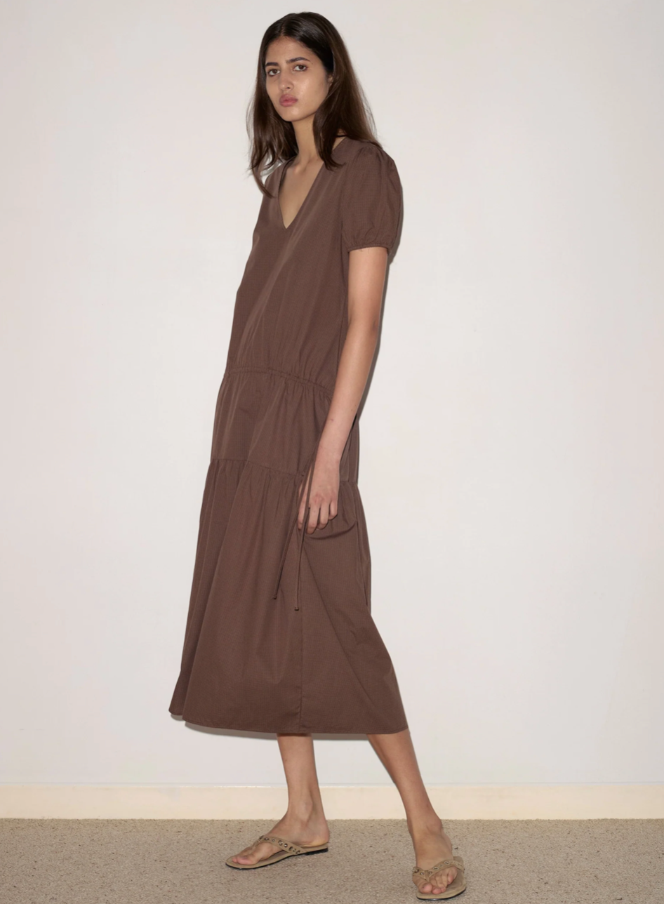 Deiji Studios - Waistcord Dress / Carob Check