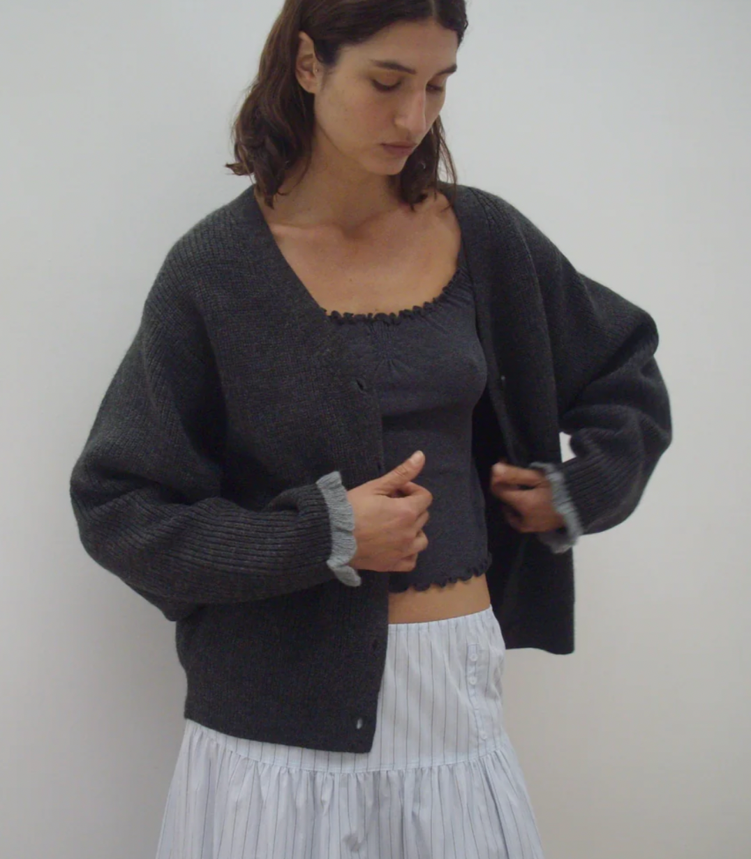 Deiji Studios - Flounce Cardigan / Charcoal